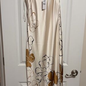 Express Satin Dress in Cream and Gold NEW Small